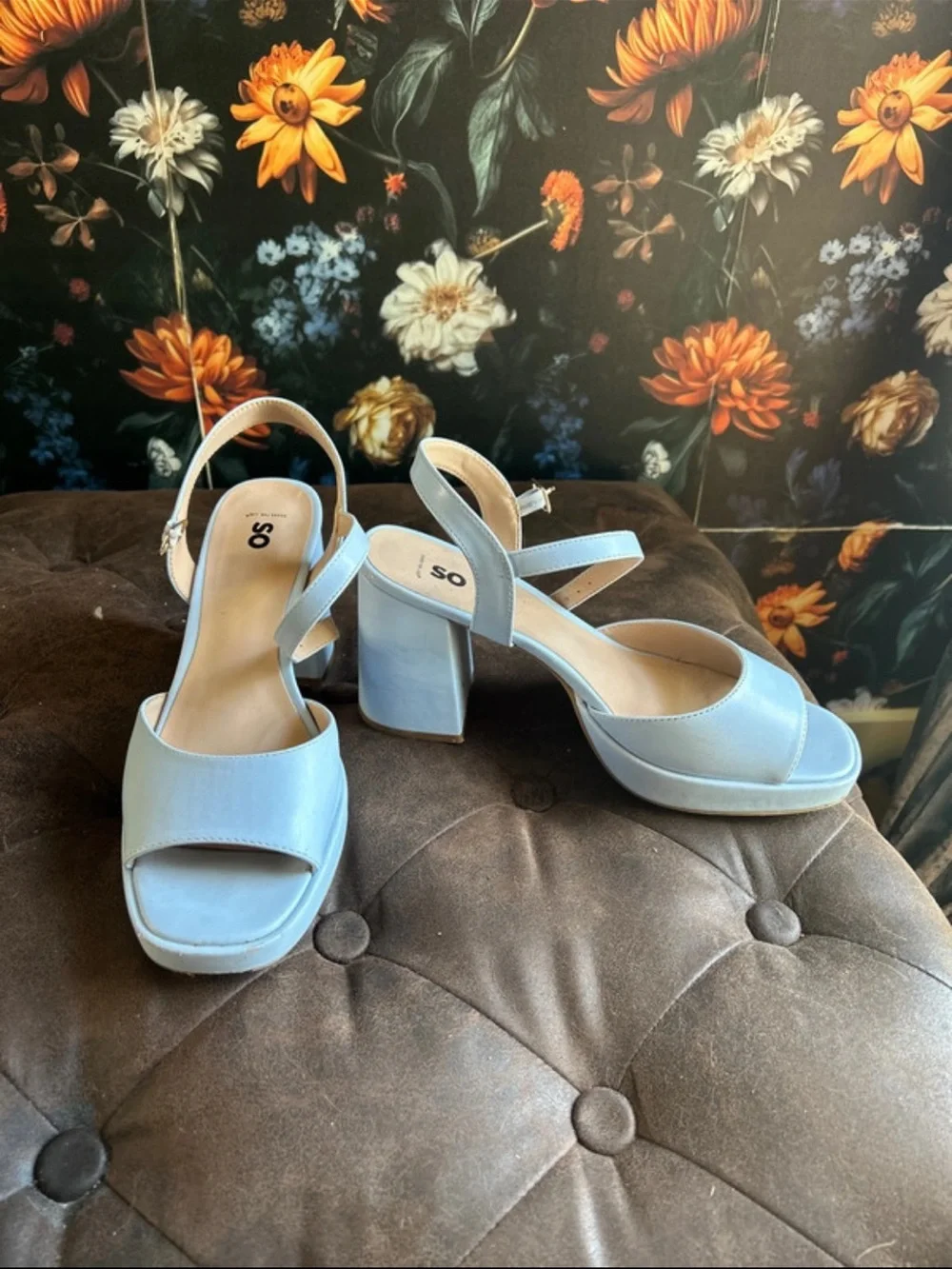 SO Light Blue Platform Sandals with Ankle Strap
